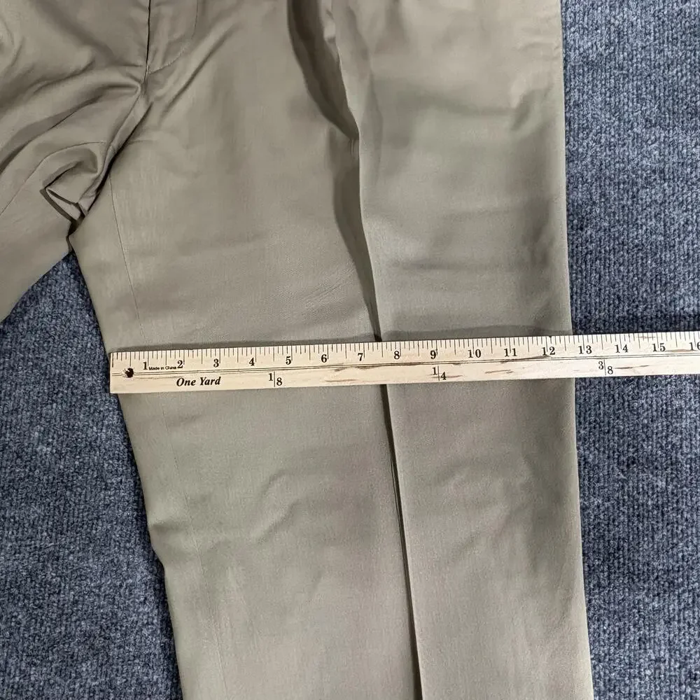 Jos A Bank Pants Mens 44L Brown Khaki 100% Wool Pleated Cuffed Dress Slacks